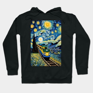 Starry night style train painting Hoodie